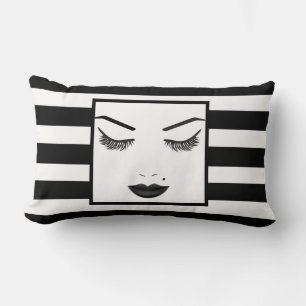 Coussin Rectangle Lèvres noires Maquillage de beauté cils et sourcil