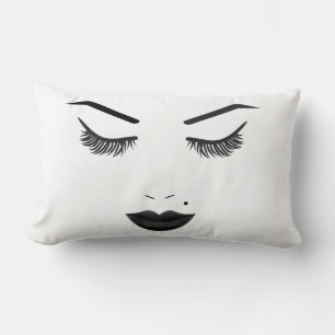 Coussin Rectangle Lèvres noires Maquillage de beauté cils et sourcil