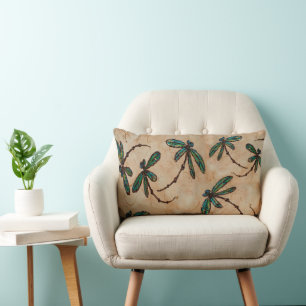 Coussin Rectangle Libellules Crème Rustique