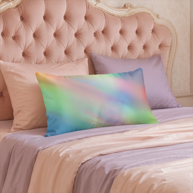 Coussin Rectangle Licorne de Sirène Arc-en-ciel Pastel Moderne Holog (Créateur téléchargé)
