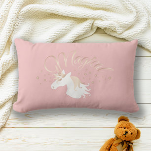 Coussin Rectangle Licorne Magique Moderne Rose Personnalisée pour En