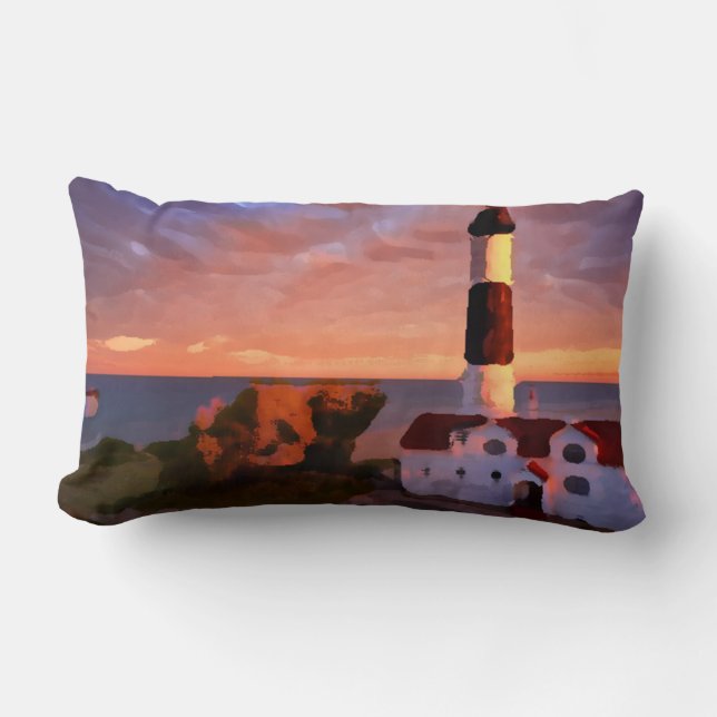 Coussin Rectangle lighthouse sunrise trow pillow (Recto)
