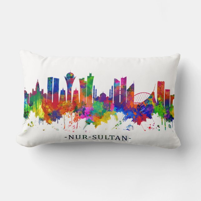 Coussin Rectangle Ligne aérienne Nur-Sultan Kazakhstan (Recto)