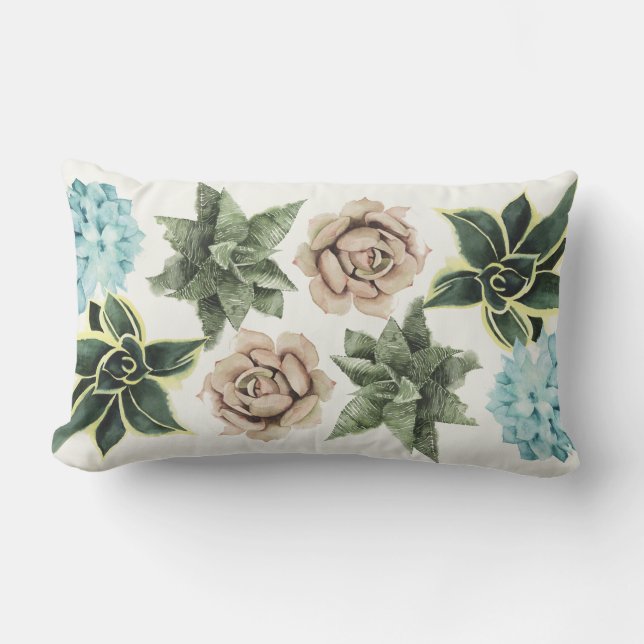 Coussin Rectangle Ligne de succulents (Recto)