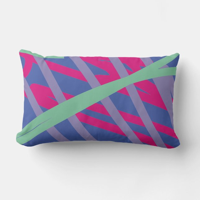 Coussin Rectangle Lignes abstraites modernes bleu rose violet art tu (Recto)