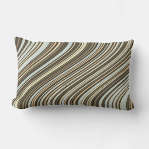 Coussin Rectangle Lignes courbes en Turquoise et beige