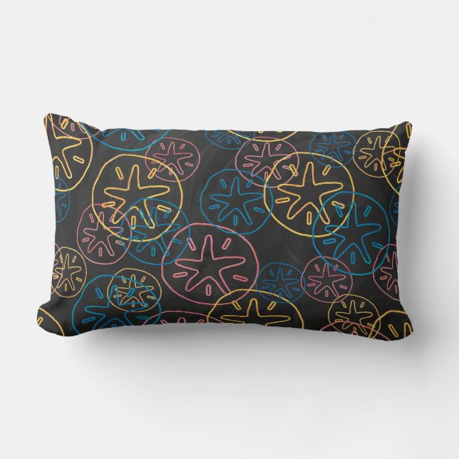Coussin Rectangle Lignes de Dollar de Sable Rouge Jaune Bleu (Recto)