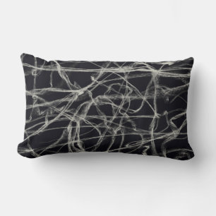 Coussin Rectangle lignes peintes modernes et ludiques noir et blanc