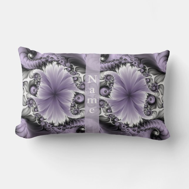 Coussin Rectangle Lilac Illusion Abstrait Floral Fractal Art Nom (Recto)