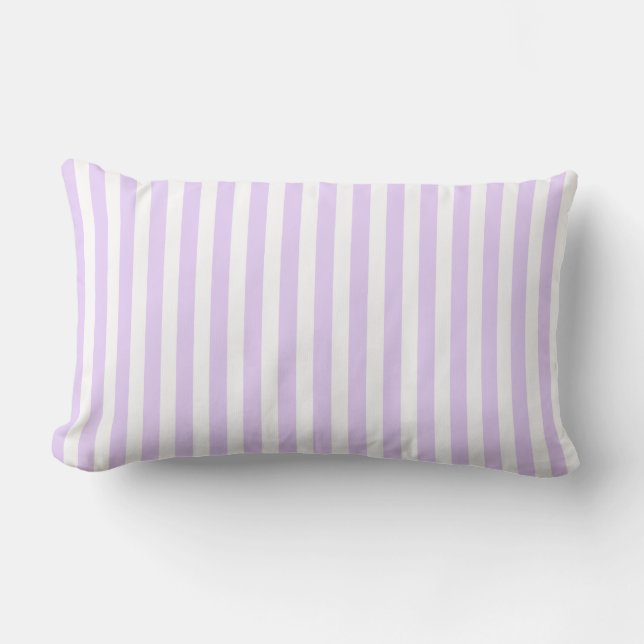 Coussin Rectangle Lilac violet et blanc bonbons rayures (Recto)