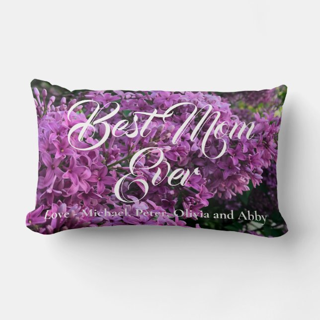 Coussin Rectangle lilas rose violet romantique rose floral photo Mam (Recto)