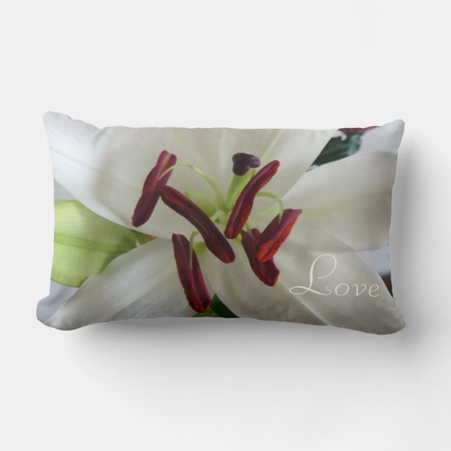 Coussin Rectangle Lily blanche, fleur. (Recto)