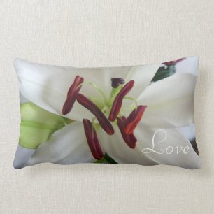Coussin Rectangle Lily blanche, fleur.