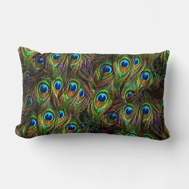 Coussin Rectangle L'invasion des plumes de paon (Recto)