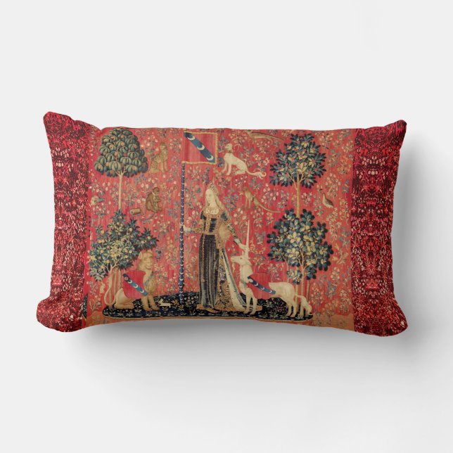 Coussin Rectangle Lion D'ENFANCE ET D'UNICORN, Fleurs D'Imaginaires, (Recto)