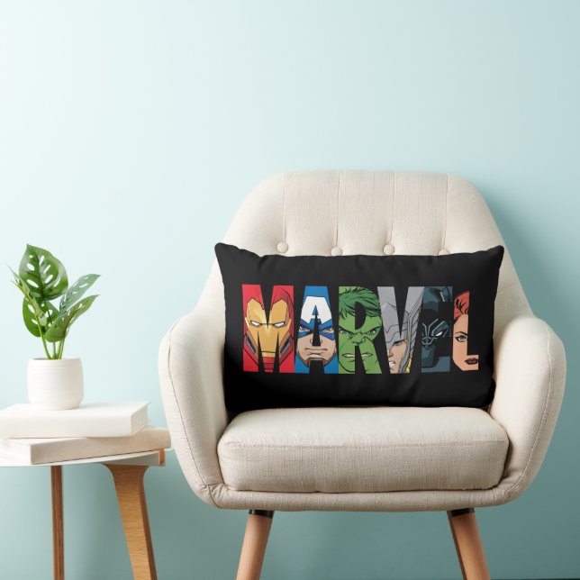 Coussin Rectangle Logo Marvel Avengers Face Lettre (Chaise)