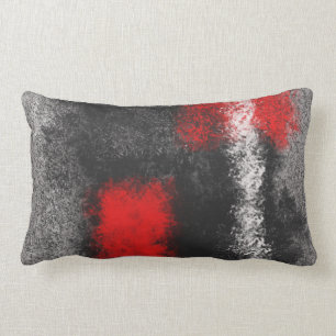 Coussin Rectangle Lombaire gris foncé rouge et blanc abstrait