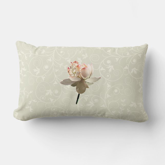 Coussin Rectangle Lotus Rose Délicat (Recto)
