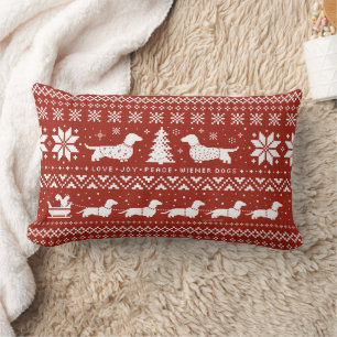 Coussin Rectangle Love Joy Peace Wiener Chiens Noël Motif