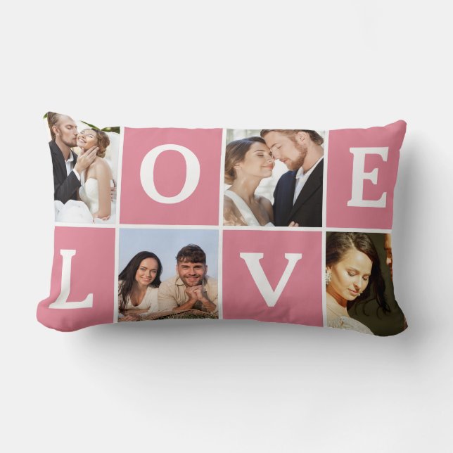 Coussin Rectangle Love Photo Collage Saint Valentin (Recto)