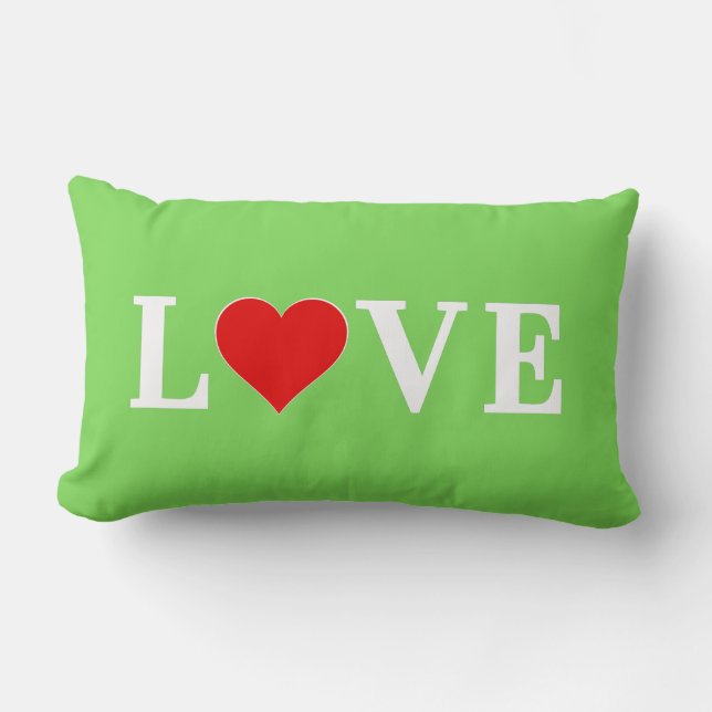 Coussin Rectangle LOVE Trending Lime Green Moderne Élégant (Recto)
