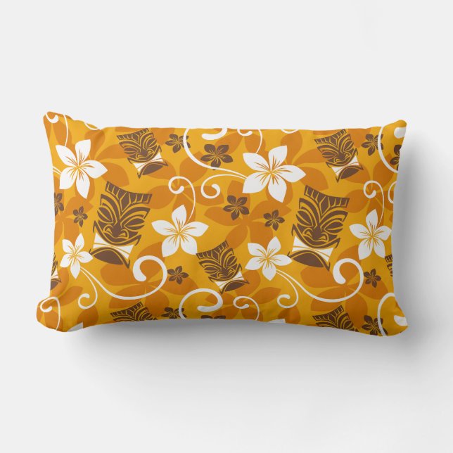 COUSSIN RECTANGLE LUAU TIKI PATTERN (ORANGE) (Recto)