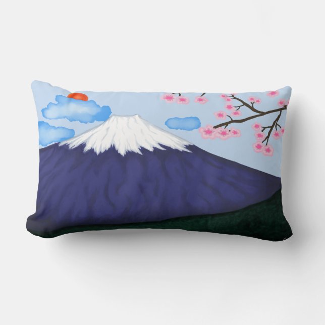 Coussin Rectangle Lumière du mont Fuji et carreau réversible foncé (Recto)