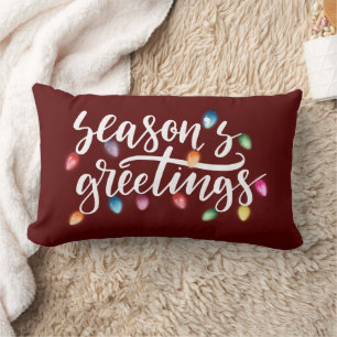Coussin Rectangle Lumières de Noël Joyeuses Fêtes Rouge