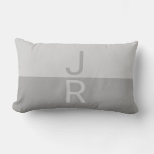 Coussin Rectangle Lumineuses Gris & Gris Initiales Modernes Monogram