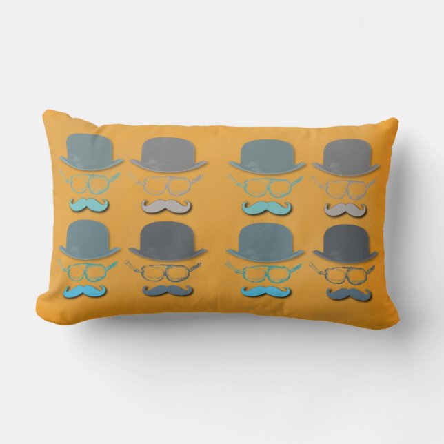 Coussin Rectangle Lunettes, casquettes et moustaches de Steampunk (Recto)