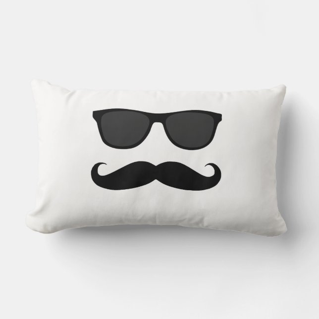 Coussin Rectangle Lunettes de soleil et moustache blanches noires (Recto)
