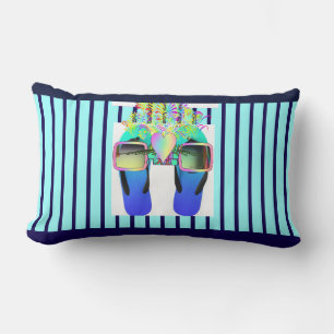 Coussin Rectangle Lunettes + Tongs Amusant 