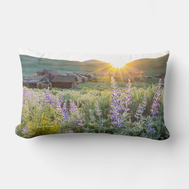 Coussin Rectangle Lupines de ville fantôme de Bodie au coucher du (Recto)