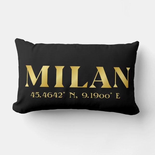 Coussin Rectangle Lux Gold Milan Latitude & Longitude Noir (Recto)