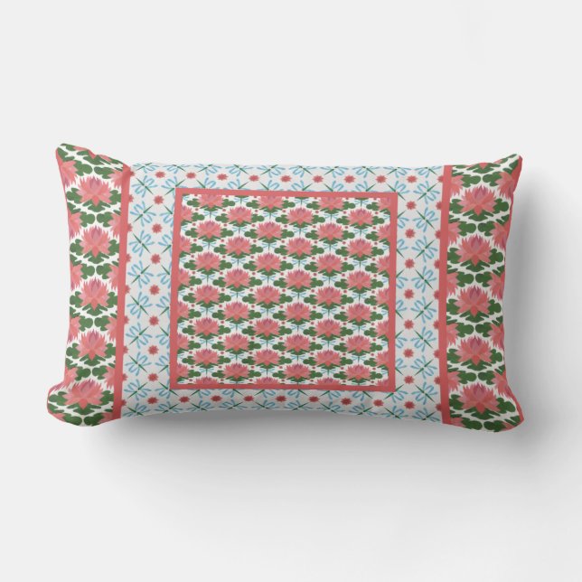Coussin Rectangle Lys d'eau, Dragonflies Lumbar Coussin, Cushion (Recto)
