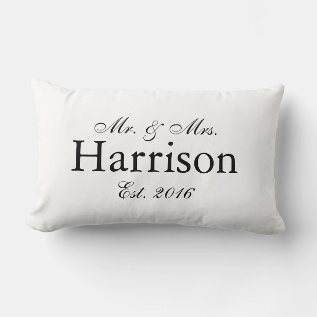 Coussin Rectangle M. et Mme Personalized Wedding Pillow (Recto)