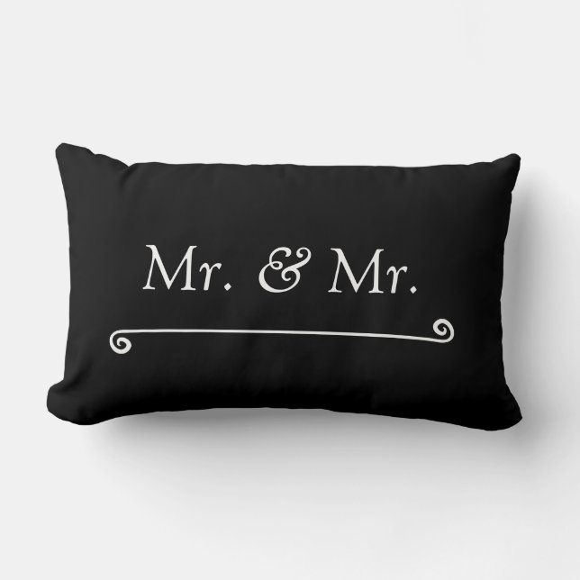Coussin Rectangle M. & M. White sur fond Noir (Recto)
