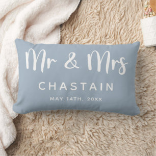 Coussin Rectangle M. & Mme.   Monogramme de mariage 