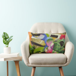 Coussin Rectangle Maison avec des arbres par Franz Marc, Beaux-arts