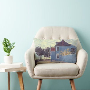 Coussin Rectangle Maison bleue à Zaandam par Claude Monet