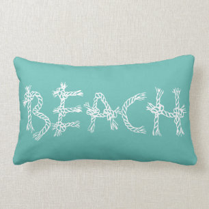 Coussin Rectangle Maison de plage à cordes turquoises côtières