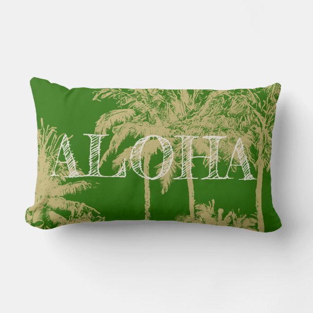 Coussin Rectangle Makena Beach Hawaiian Sketchy Palms Reversible (Recto)