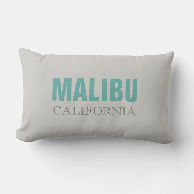 Coussin Rectangle Malibu California Grey Turquoise Thaillow (Recto)