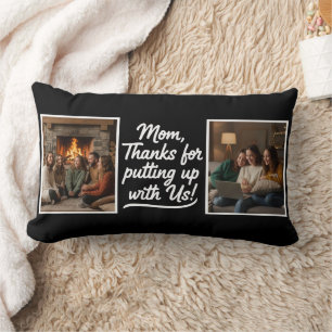 Coussin Rectangle Maman merci de nous supporter 2 Photo Noir