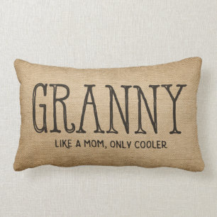 Coussin Rectangle Mamie de toile de jute aiment une maman seulement