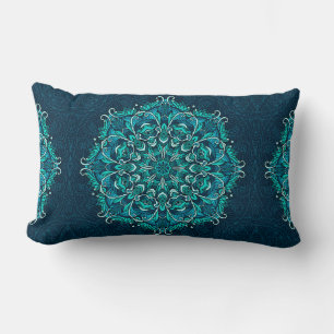 Coussin Rectangle Mandala ethnique bleue. Copie de montage