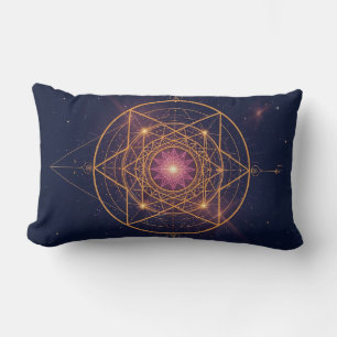 Coussin Rectangle Mandala Lumineux de l'Harmonie Dorée