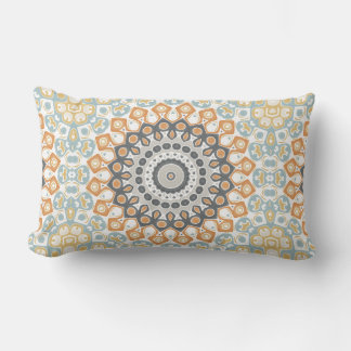 Coussin Rectangle Mandala moderne en orange et bleu