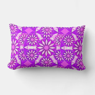 Coussin Rectangle Mandala motif, violet, orchidée et rose