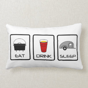 Coussin Rectangle "Mangez, buvez, dormez" camping de larme